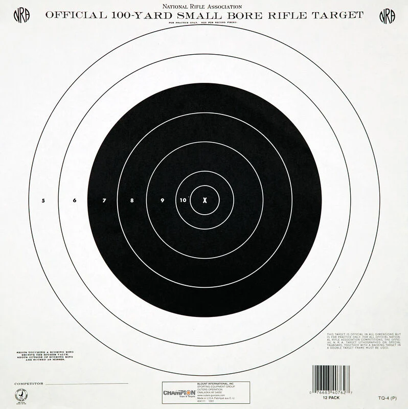 100 Yard Single Bull 12 Pack NRA Targets