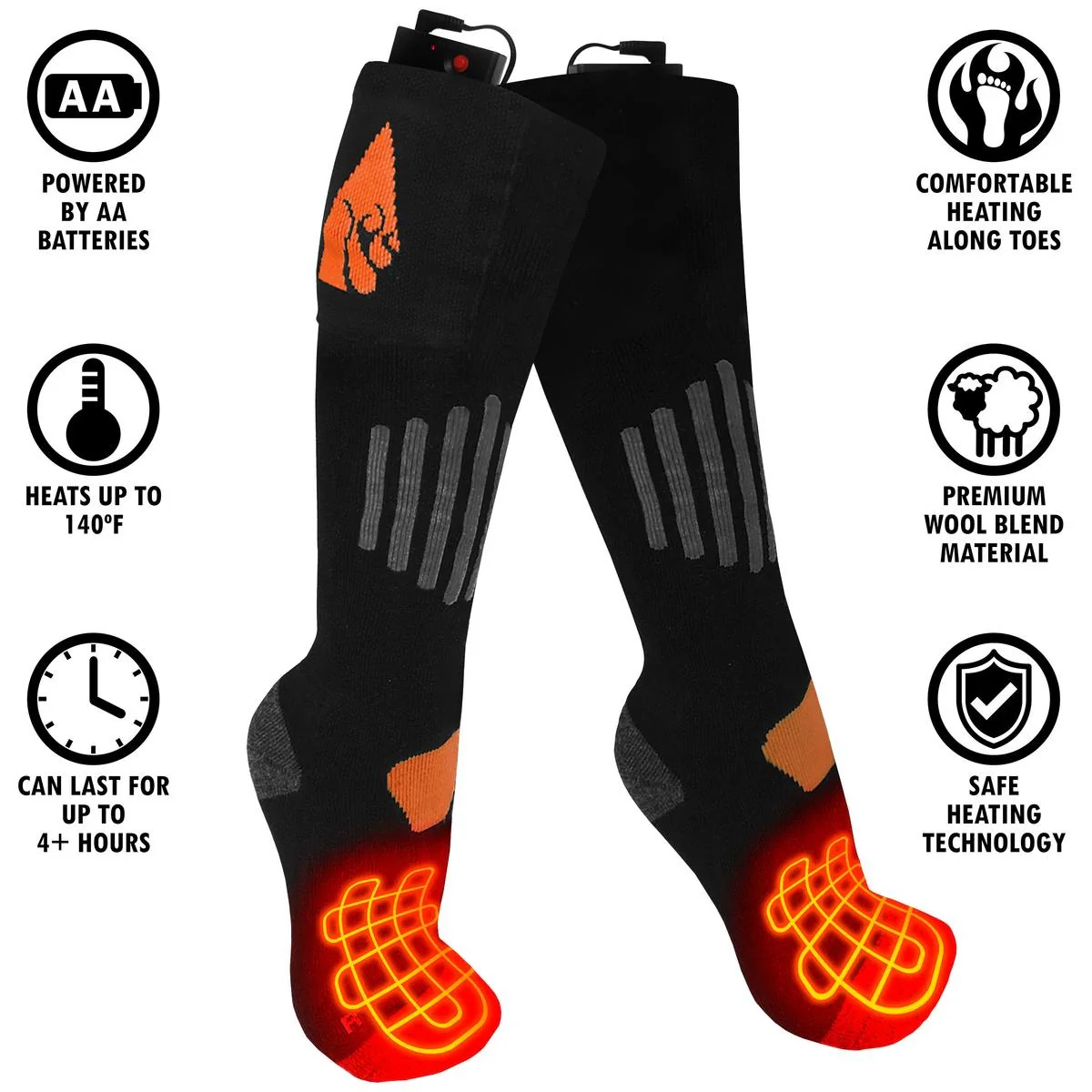 AA Battery Heated Unisex Wool Socks - Image 2