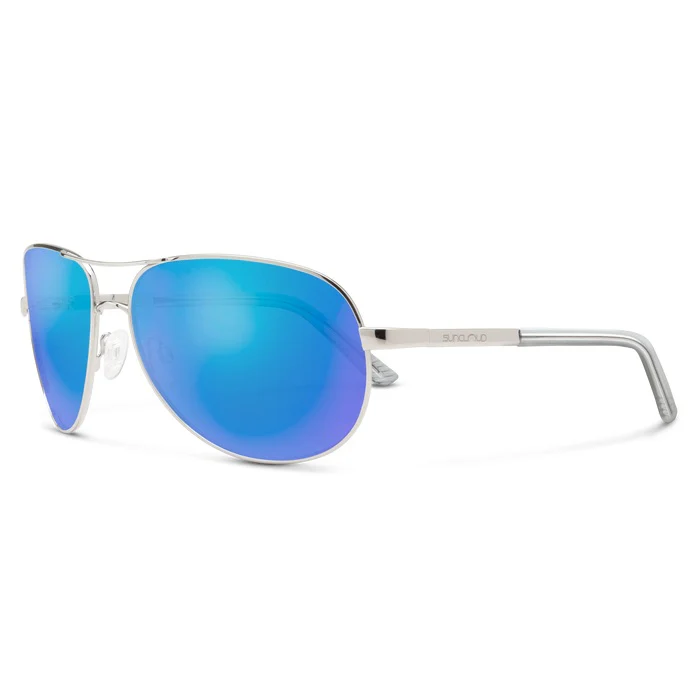 Aviator Silver Frame with Polarized Blue Mirror Lens Sunglasses
