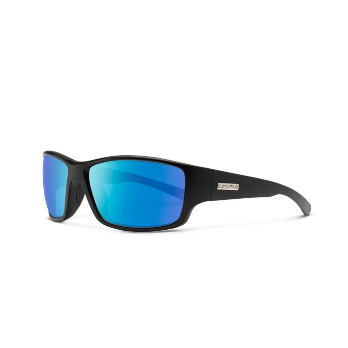 Hull Matte Black Frame with Polarized Blue Mirror Lens Sunglasses