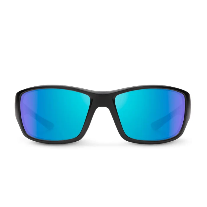 Hull Matte Black Frame with Polarized Blue Mirror Lens Sunglasses - Image 2