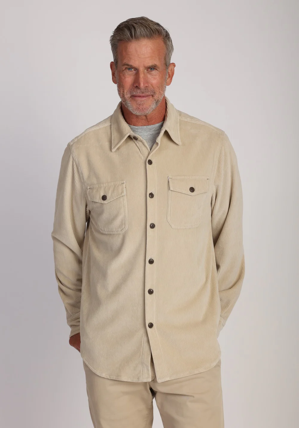 Men's Best Stretch Cord Long Sleeve Pocket Shirt