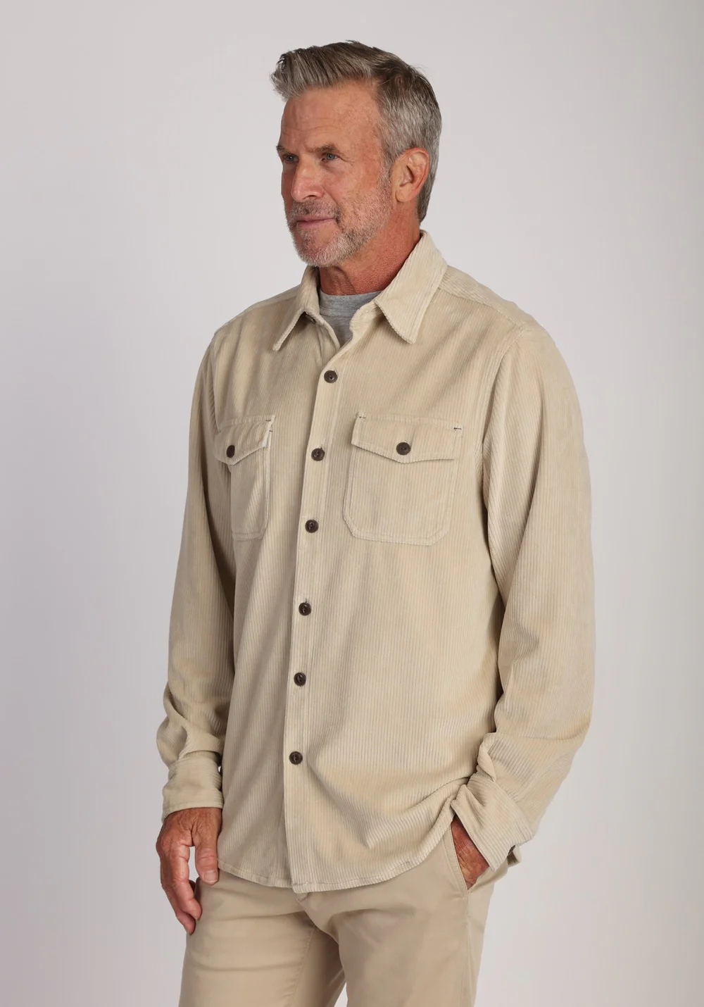 Men's Best Stretch Cord Long Sleeve Pocket Shirt - Image 2