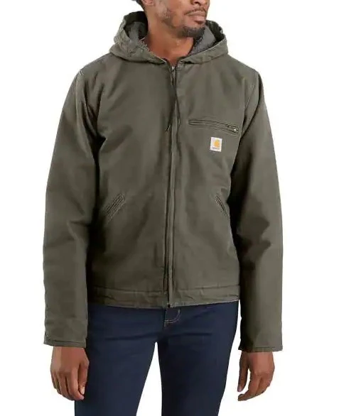 Men's Big Relaxed Fit Washed Duck Sherpa Lined Jacket