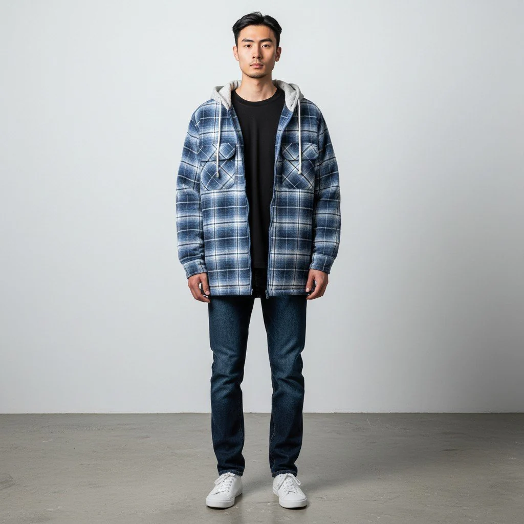 Men's Bison Zip Front Quilted Flannel