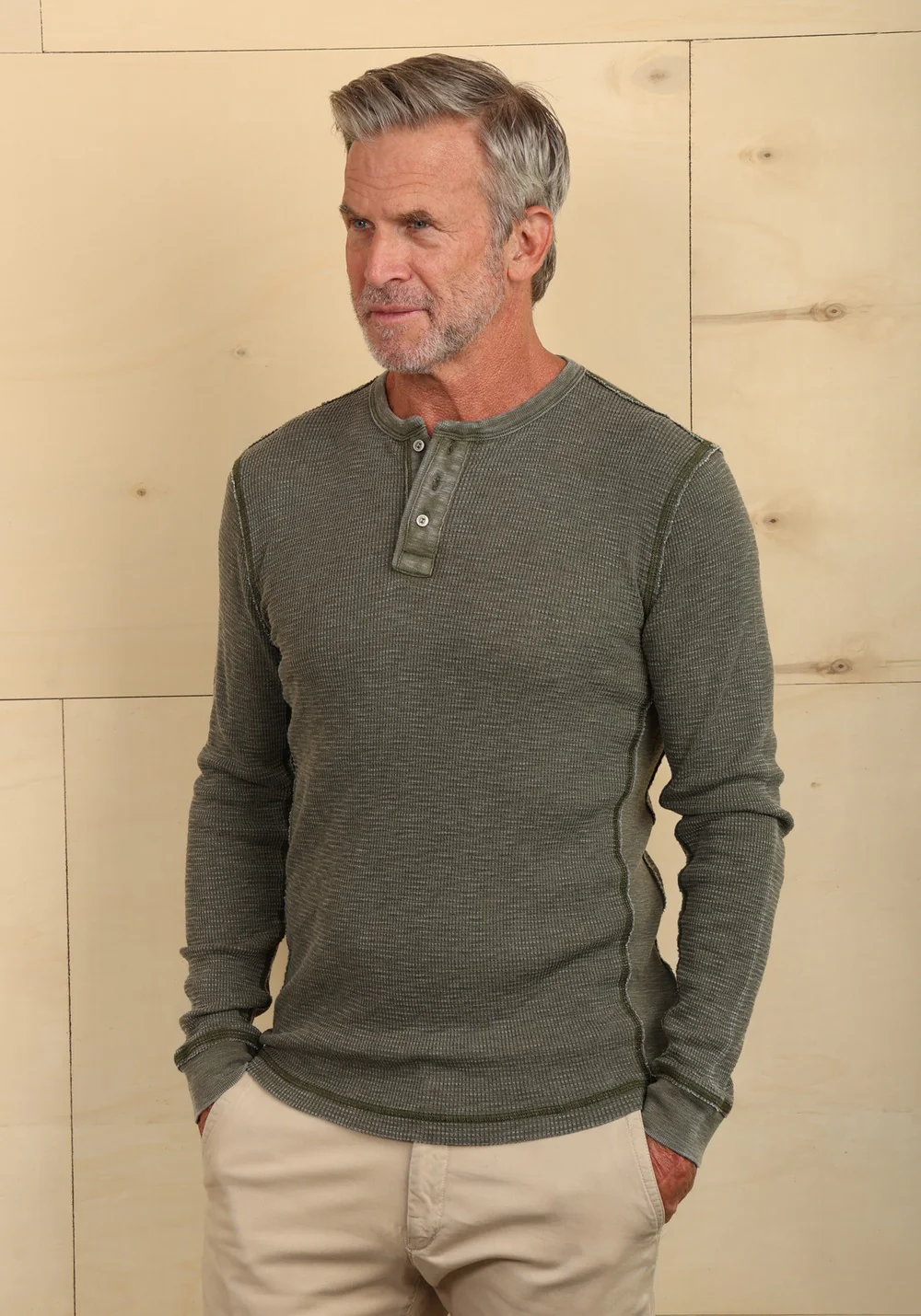 Men's Bowery Waffle Thermal Henley - Image 2