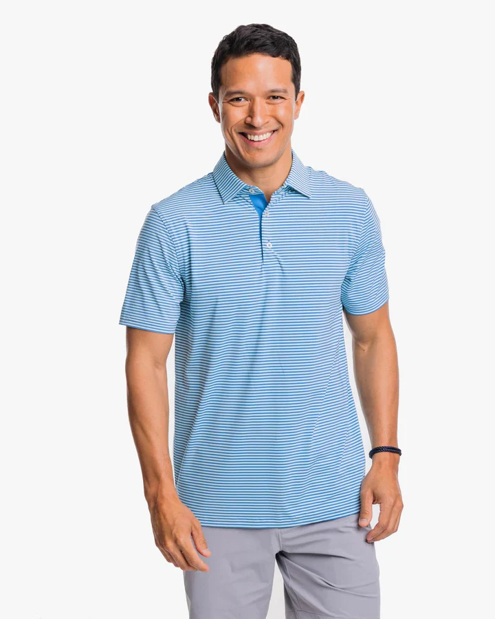 Men's Brrreeze Shores Striped Performance Polo Shirt