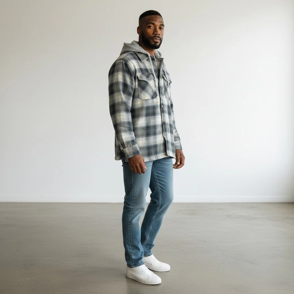 Men's Chuck Button Front Quilt Lined Hood - Image 2