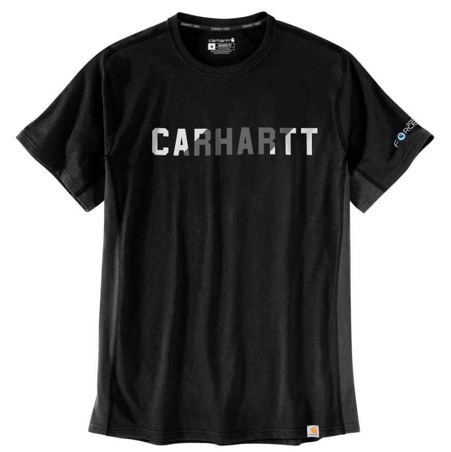 Men's Force Relaxed Fit Midweight Short-Sleeve Block Logo Graphic T-Shirt
