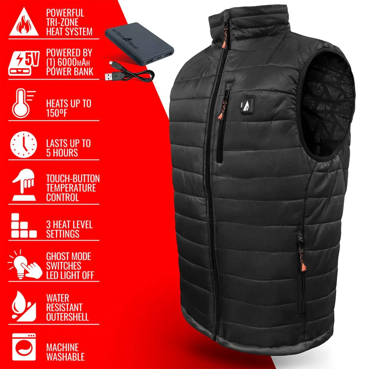 Men's Insulated 5V Battery Heated Puffer Vest - Image 4