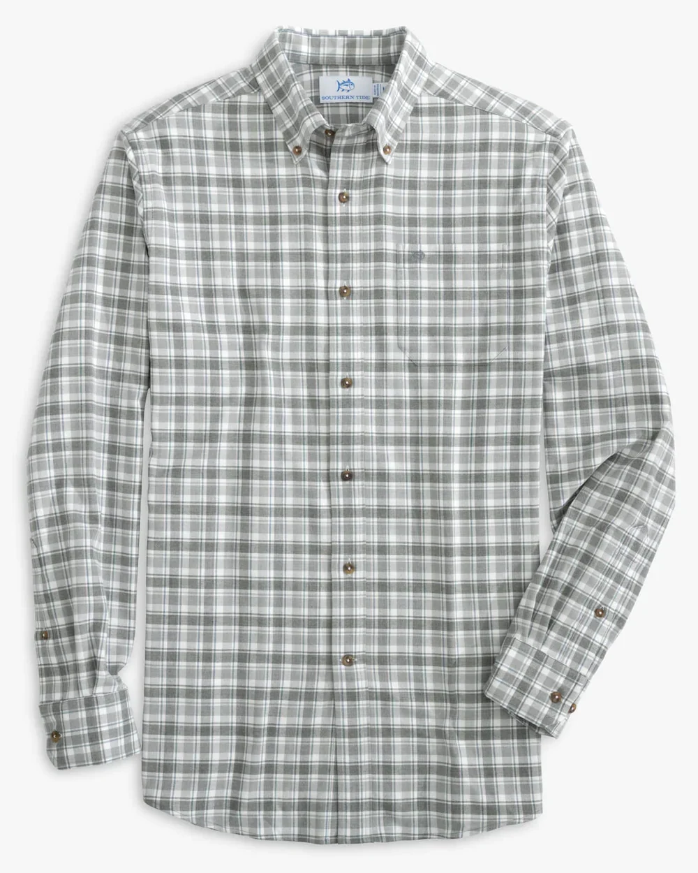 Men's Long Sleeve Intercostal Flannel Chipely Plaid Hthr Sportshirt