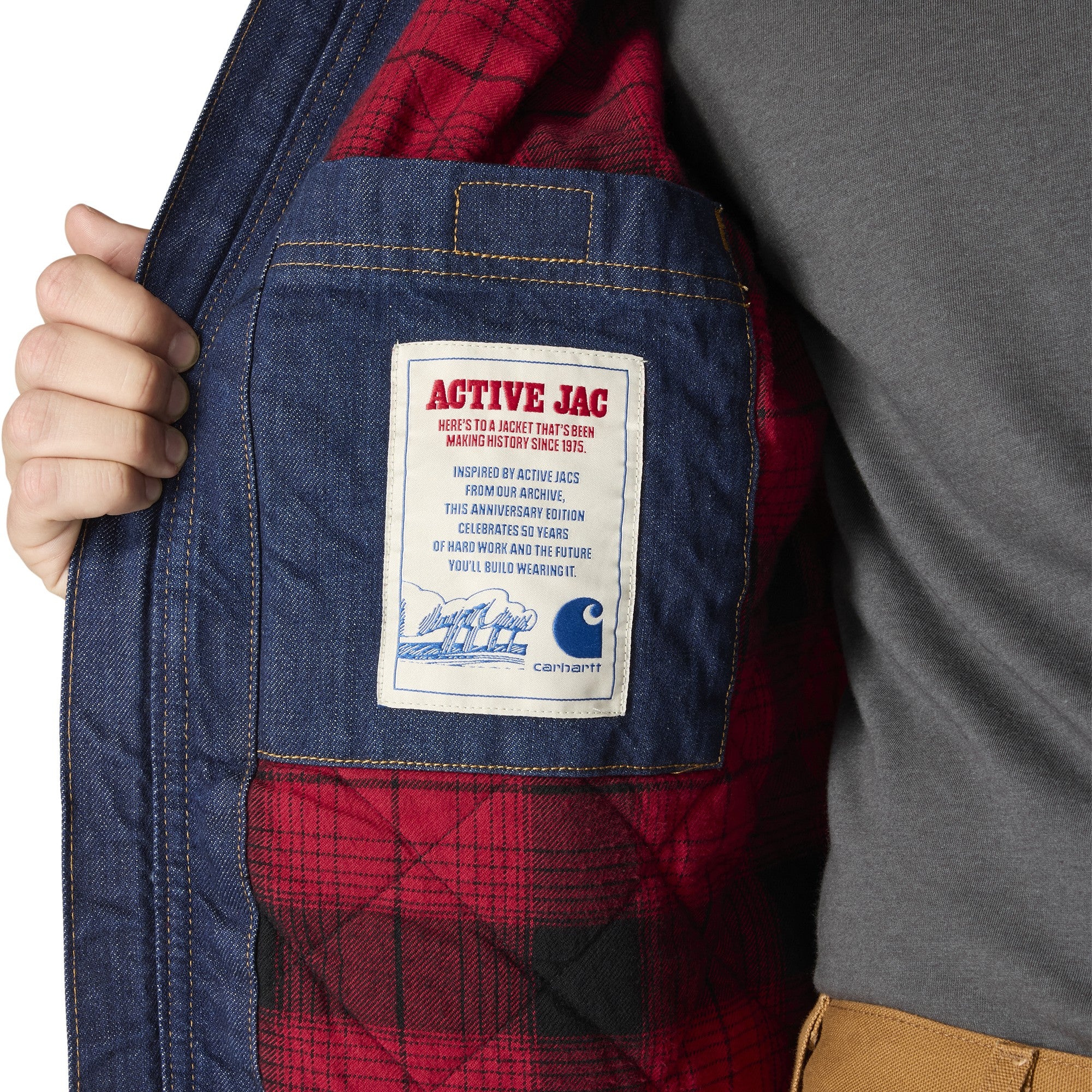 Men's Loose Fit Denim Flannel Lined Active Jacket - Image 5