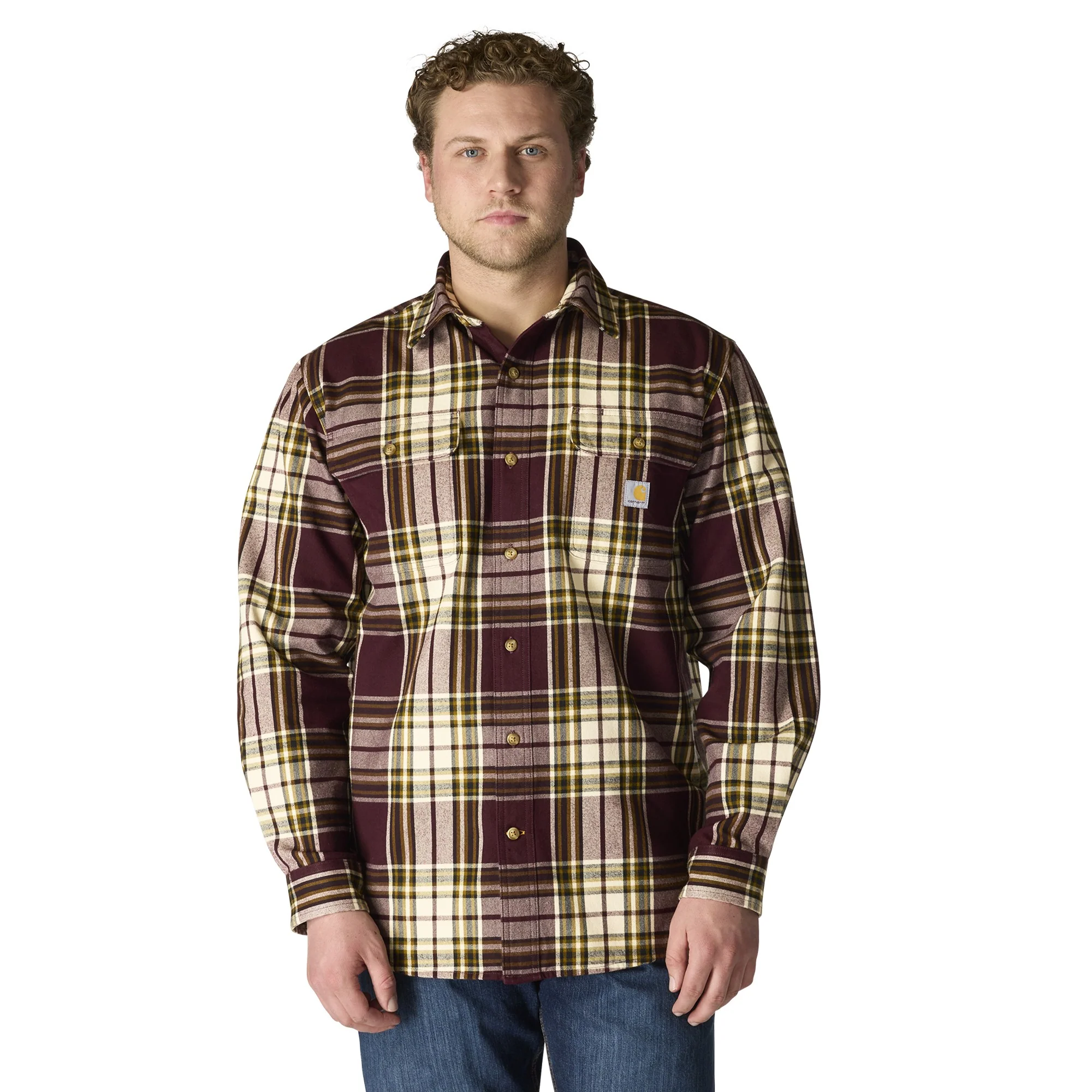 Men's Loose Fit Heavy Weight Flannel Long Sleeve Plaid Shirt - TALL