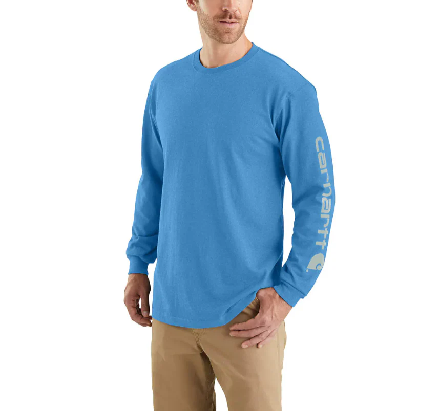 Men's Loose Fit Heavyweight Long-Sleeve Logo Sleeve Graphic T-Shirt