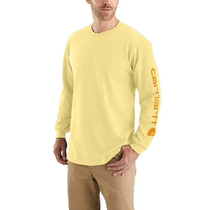 Men's Loose Fit Heavyweight Long-Sleeve Logo Sleeve Graphic T-Shirt