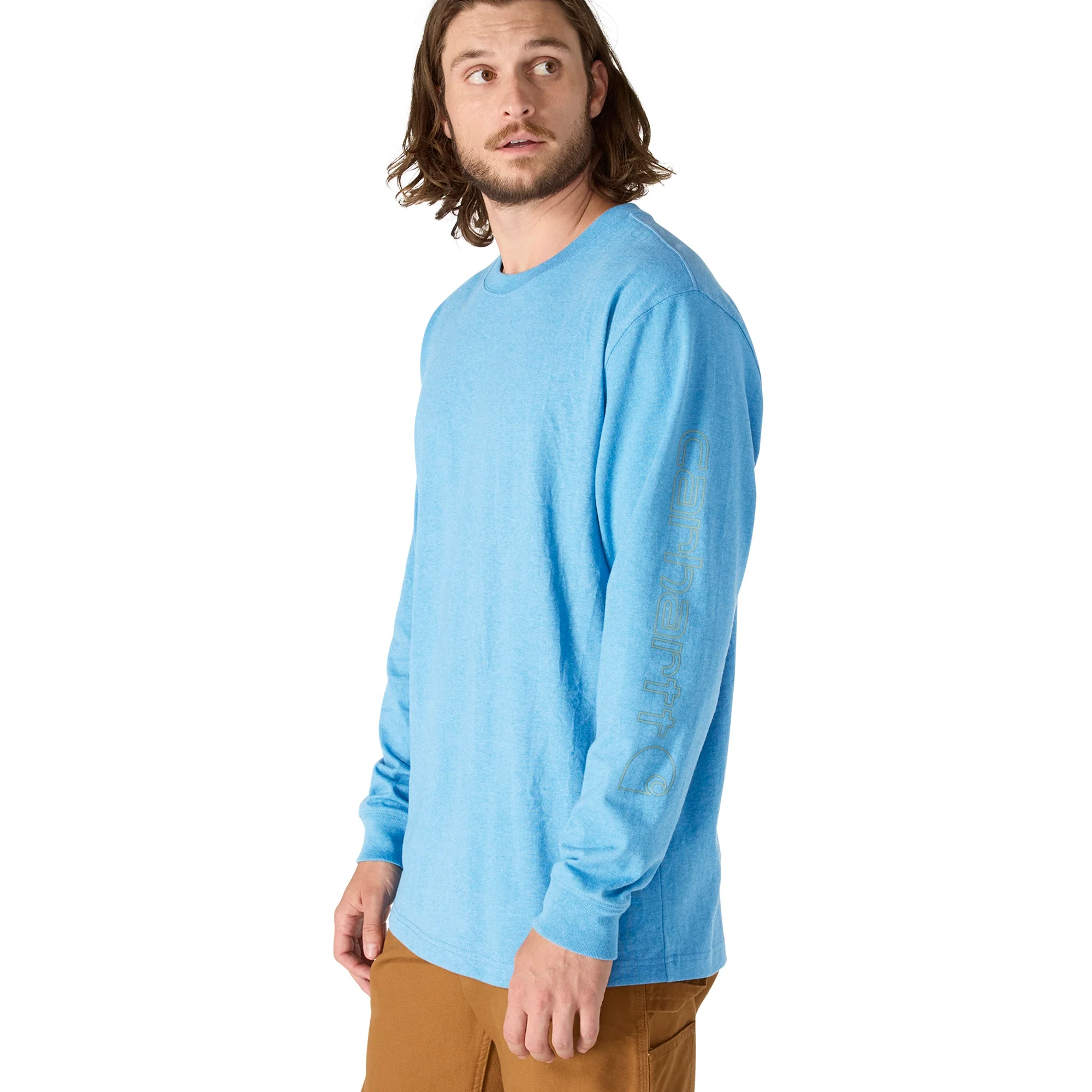 Men's Loose Fit Heavyweight Long-Sleeve Logo Sleeve Graphic T-Shirt - Image 2