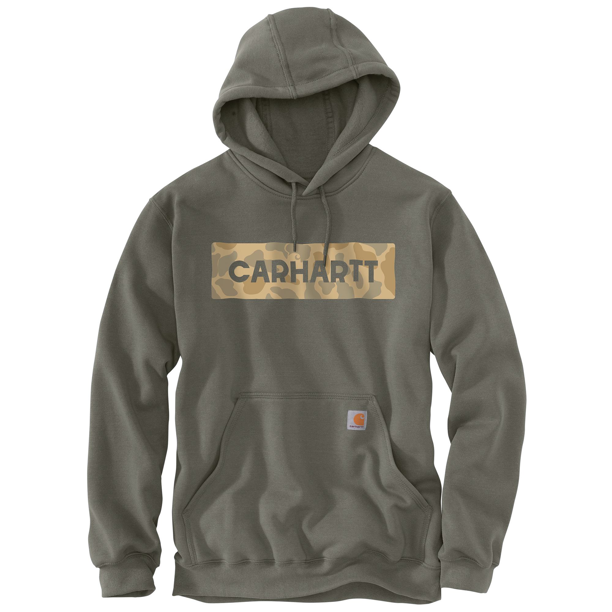 Men's Loose Fit Midweight Camo Logo Sleeve Graphic Sweatshirt