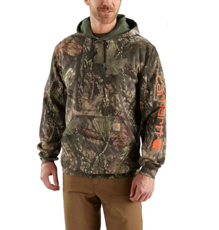 Men's Loose Fit Midweight Camo Sleeve Graphic Sweatshirt