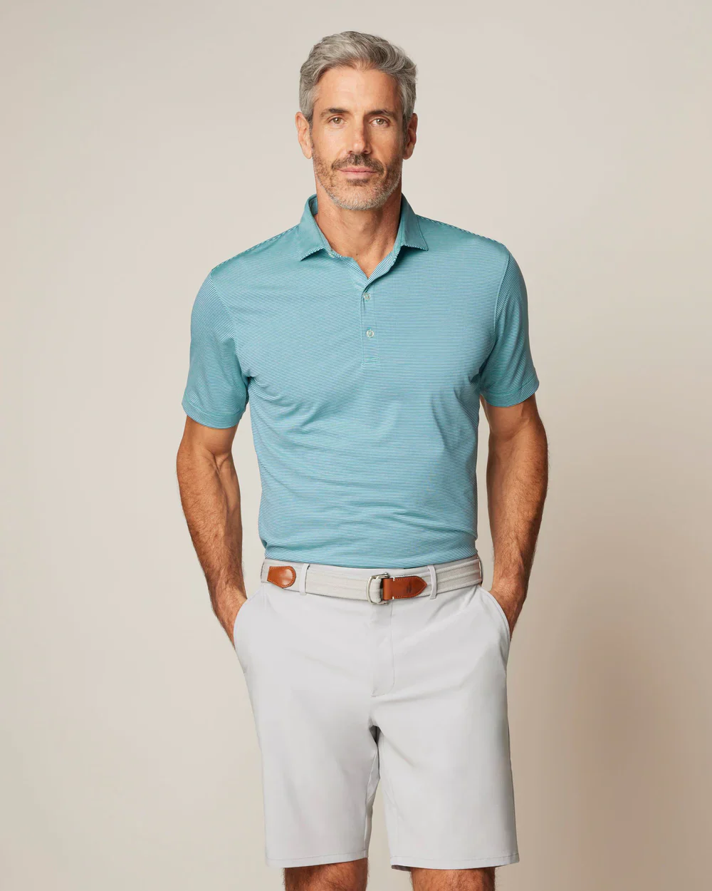 Men's Lyndon Striped Jersey Performance Polo