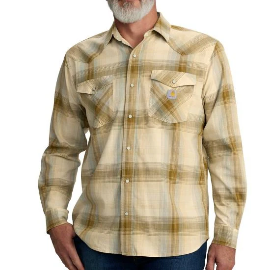 Men's Montana Rugged Flex Relaxed Fit Lightweight Long-Sleeve Snap-Front Plaid Shirt