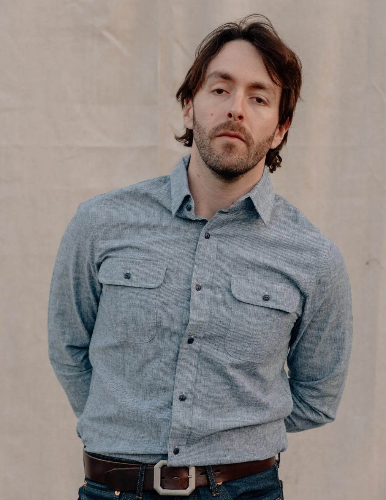Men's NYC Cotton Shirt in Indigo - Image 4