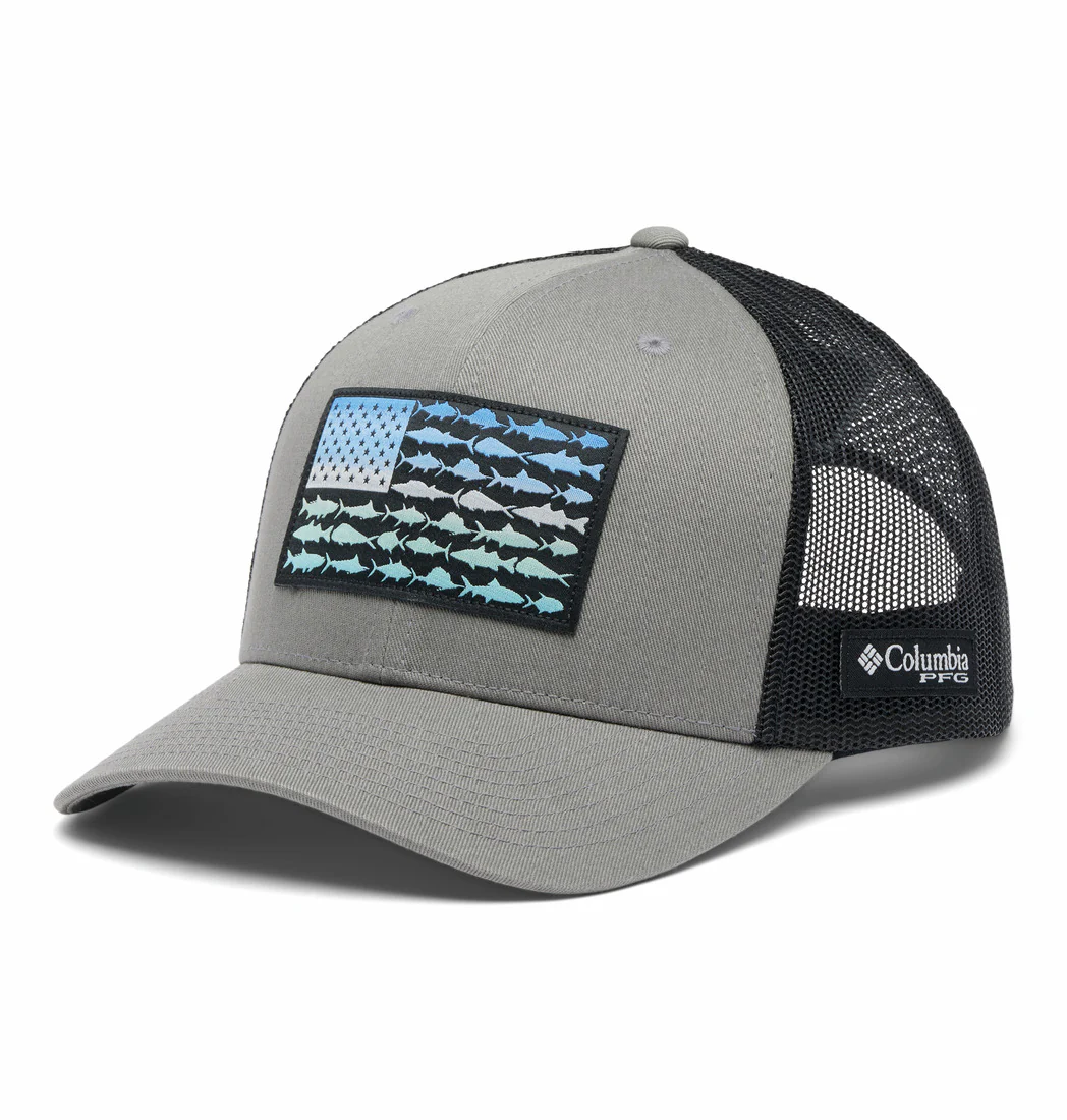 Men's PFG Fish Flag Mesh Snapback Hat - (High Crown)