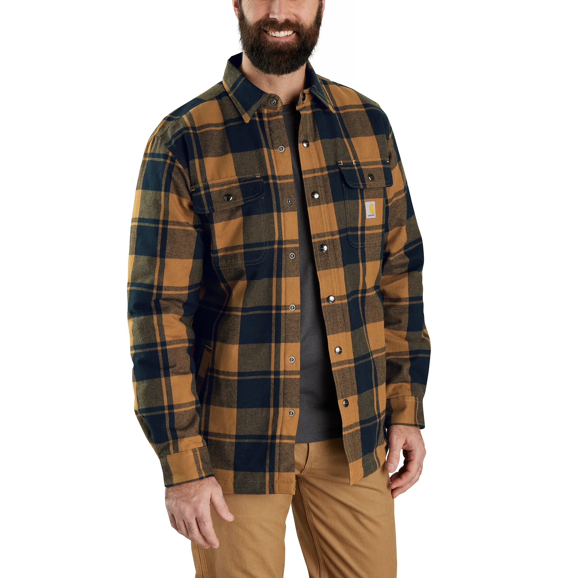 Men's Relaxed Fit Flannel Sherpa-Lined Shirt Jac - Image 2