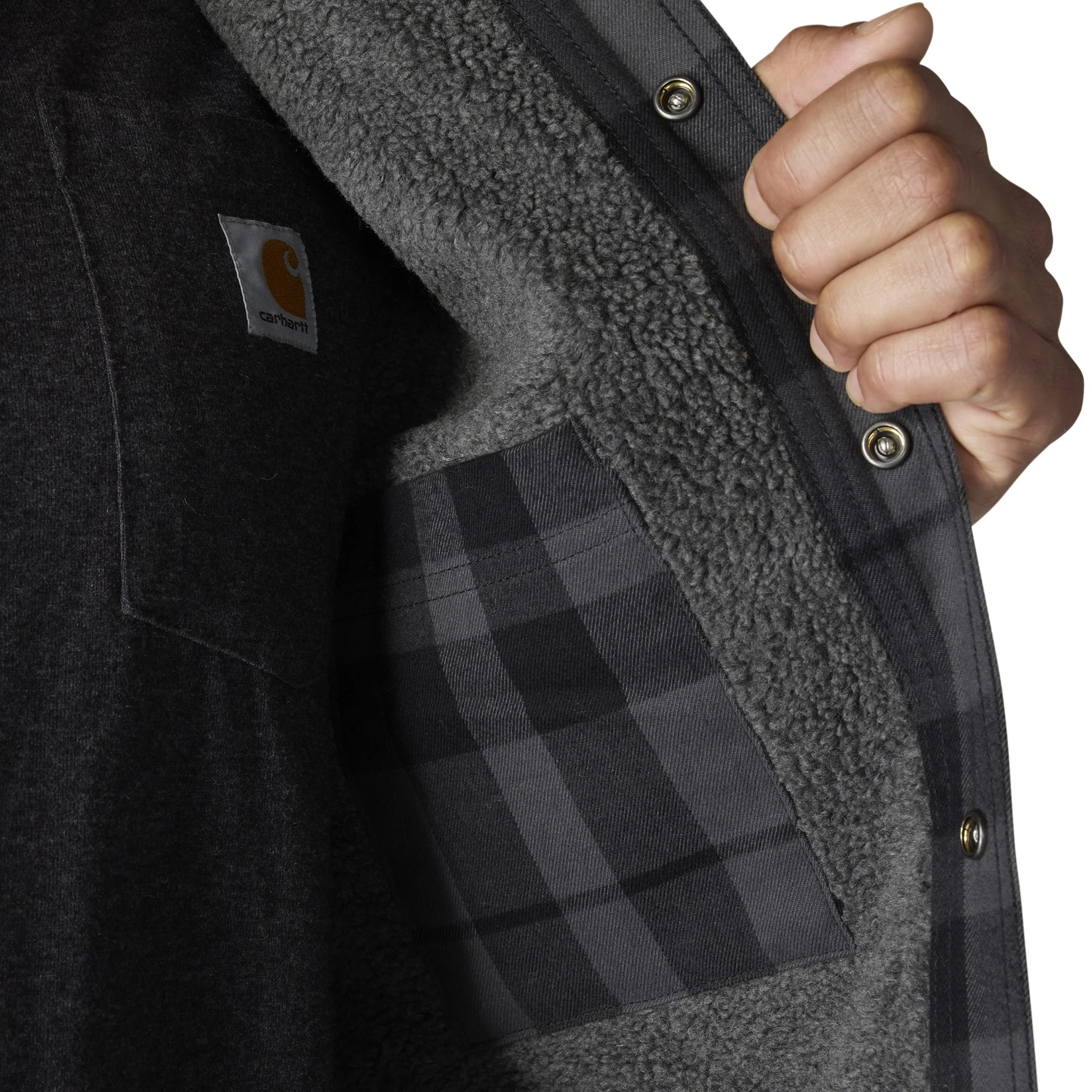 Men's Relaxed Fit Flannel Sherpa-Lined Shirt Jac - Image 5