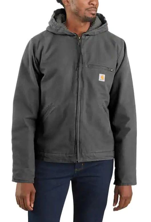 Men's Relaxed Fit Washed Duck Sherpa Lined Jacket - Image 2