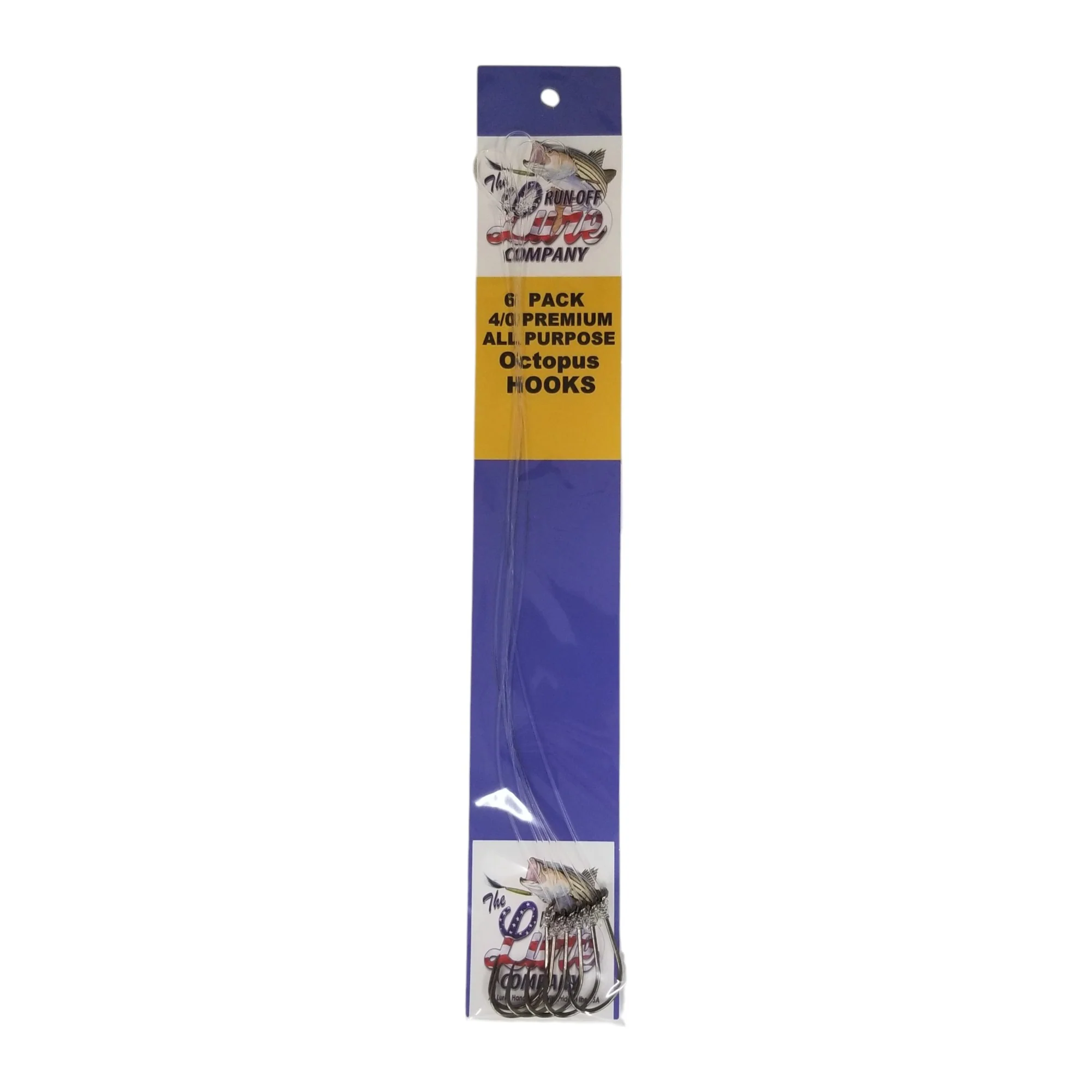 Premium All Purpose Octopus Snelled Hook - Size 4/0 (6 Pack)