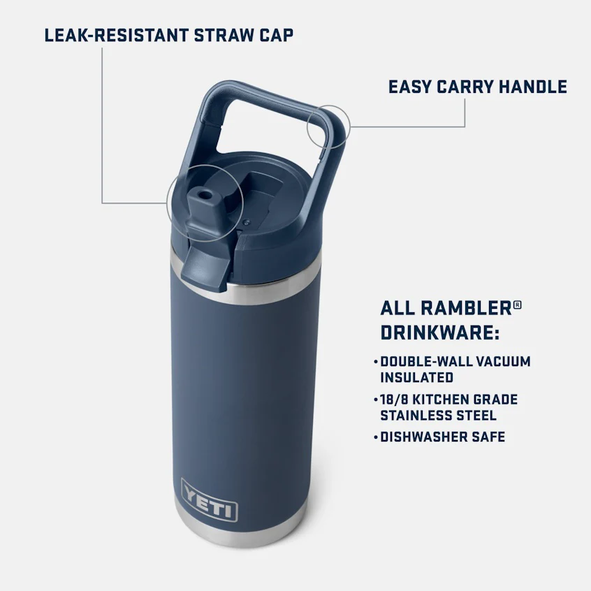 Rambler 18 oz. Water Bottle with Color-Matched Straw Cap - Image 2