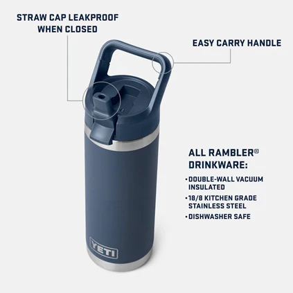 Rambler 18 oz. Water Bottle with Color-Matched Straw Cap - Image 3