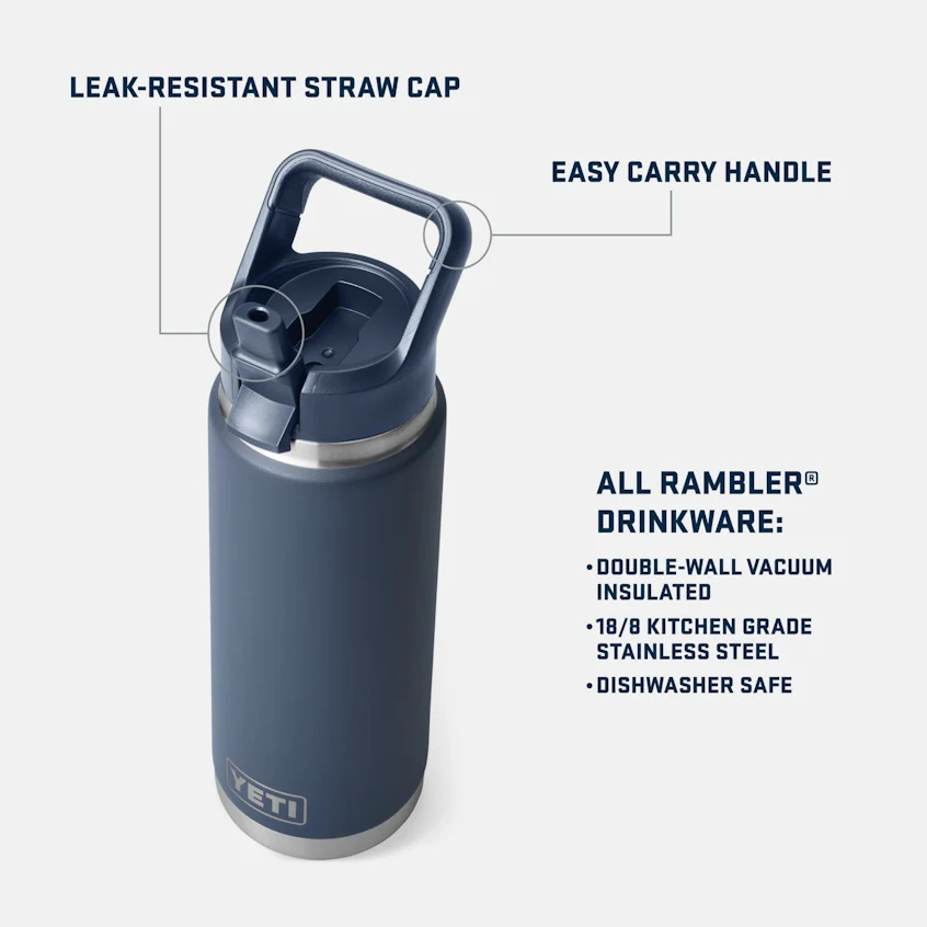 Rambler 26 oz. Water Bottle with Color-Matched Straw Cap - Image 2