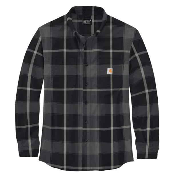 Relaxed Fit Midweight Flannel Long-Sleeve Plaid Shirt