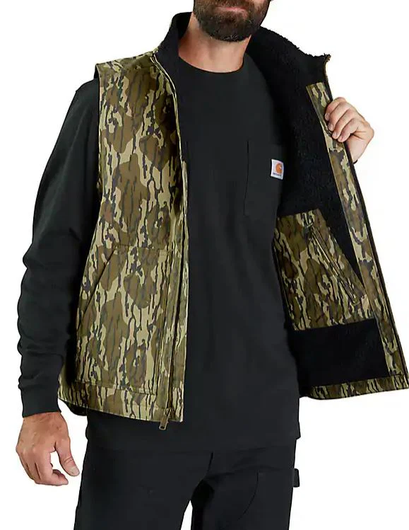 Rugged Flex Duck Loose Fit Sherpa-Lined Camo Mock-Neck Vest - Image 3