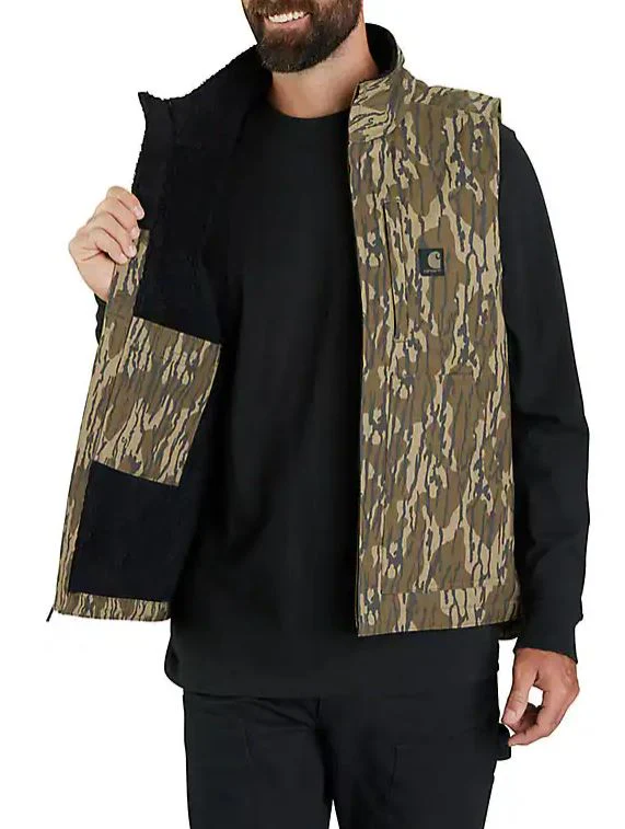 Rugged Flex Duck Loose Fit Sherpa-Lined Camo Mock-Neck Vest - Image 4