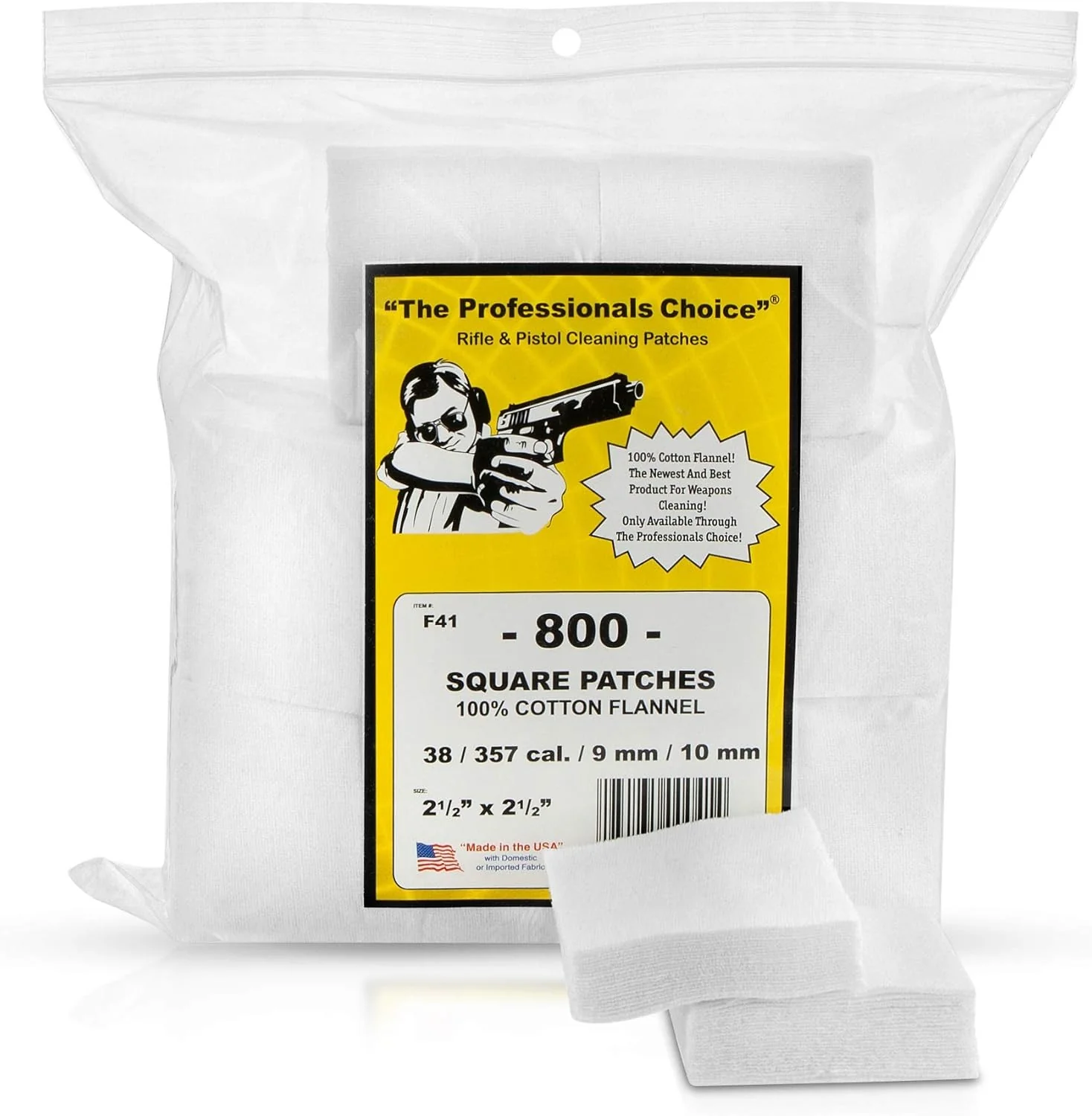 Square Flannel Patch: .38/.357/9mm/10mm 800-Pack