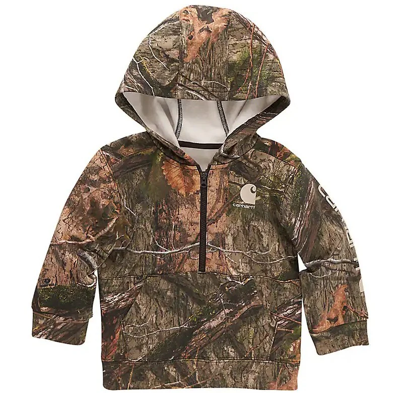 Toddler Long Sleeve Half-Zip Camo Hooded Sweatshirt