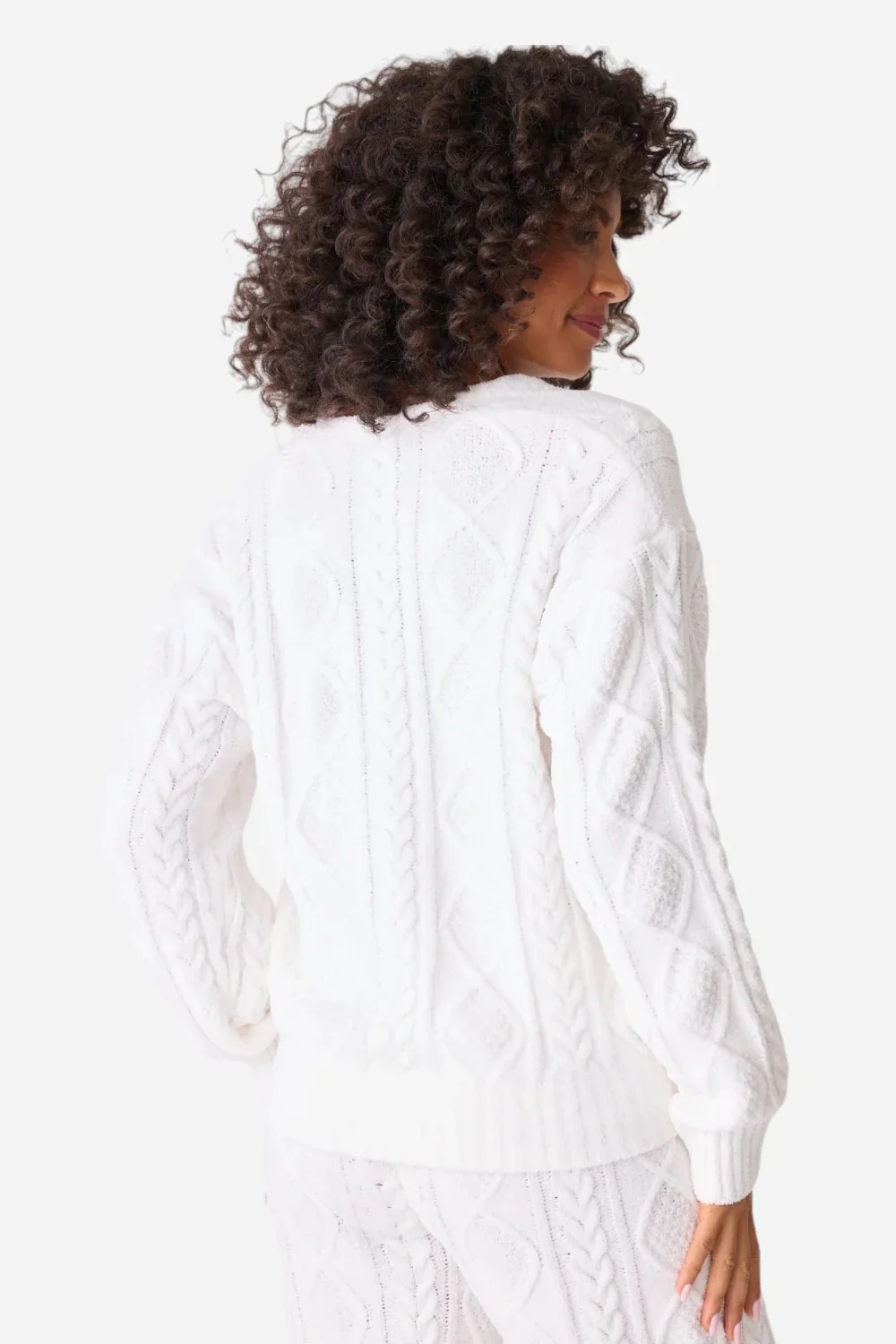 Women's Cable Crew V-Neck Lounge Top - Image 3