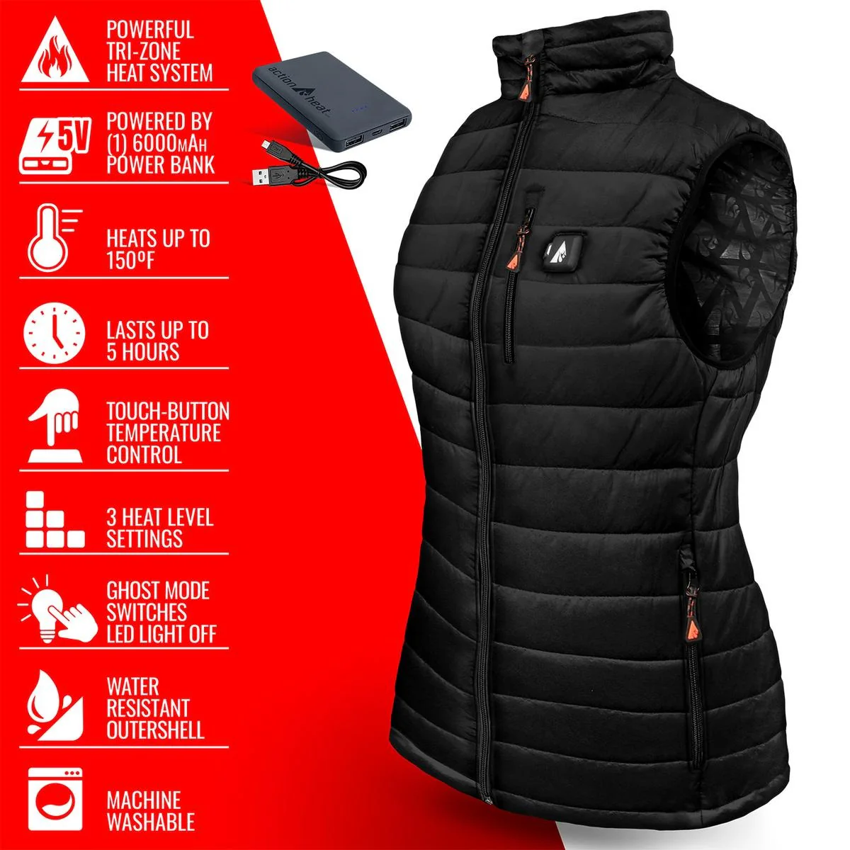 Women's Insulated 5V Battery Heated Puffer Vest - Image 4