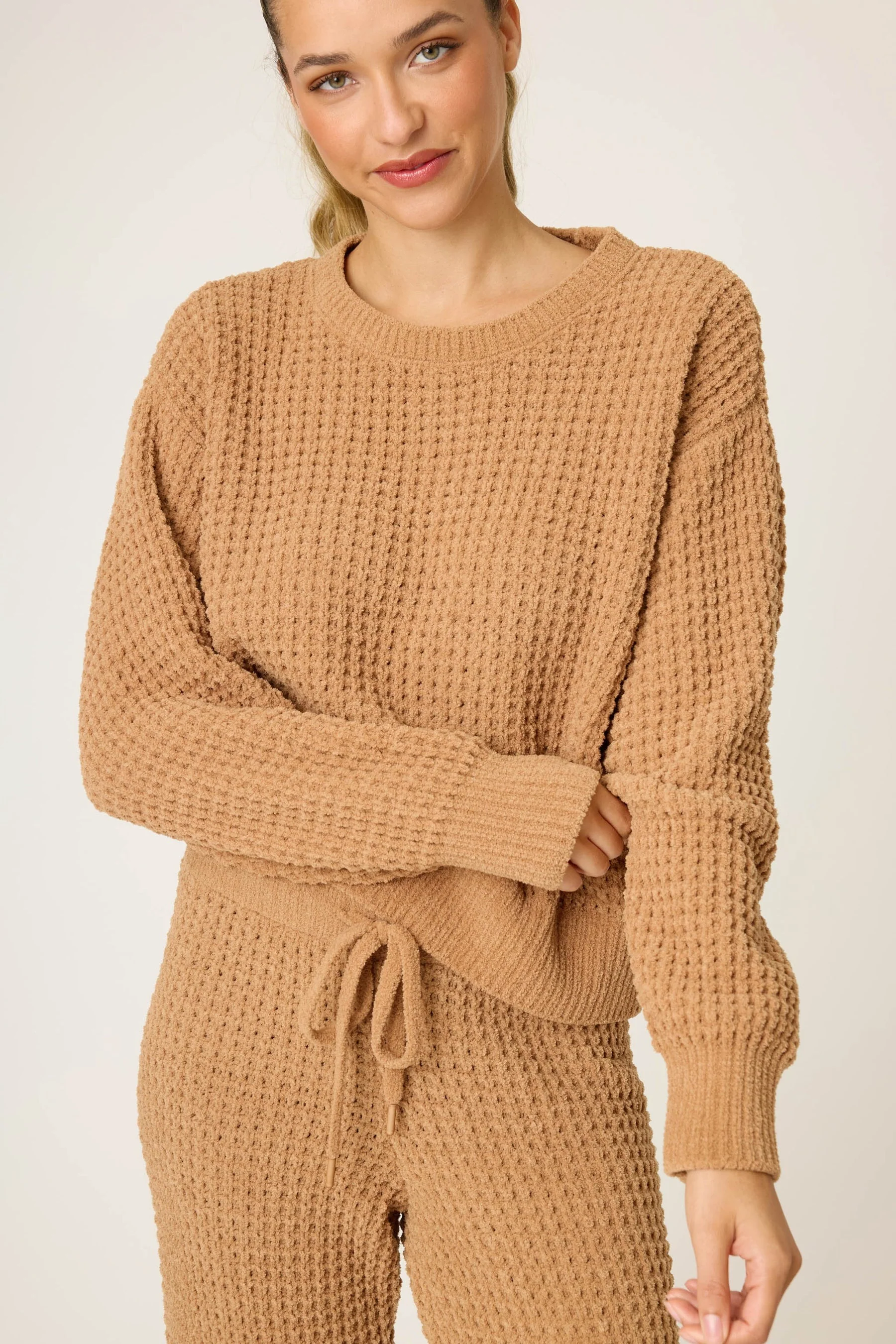 Women's Long Sleeve Cozy Chenille Waffle Top