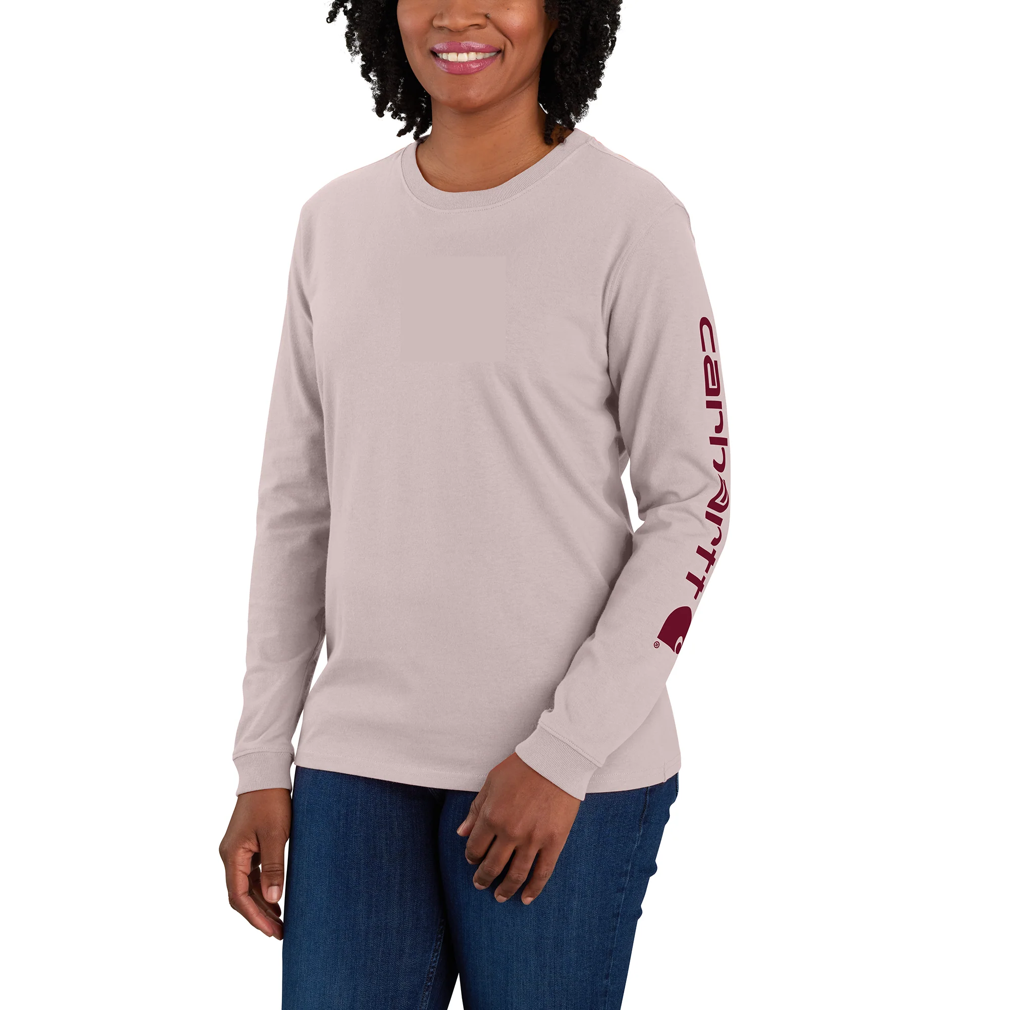 Women's Loose Fit Heavyweight Long-Sleeve Logo Sleeve Graphic T-Shirt
