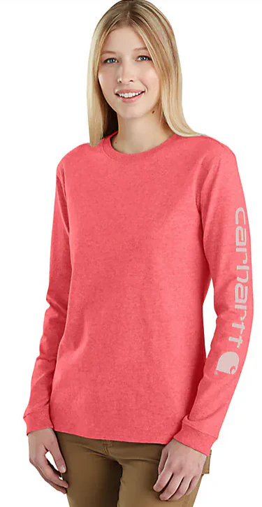 Women's Loose Fit Heavyweight Long-Sleeve Logo Sleeve Graphic T-Shirt