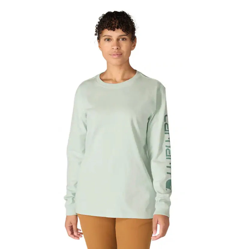 Women's Loose Fit Heavyweight Long-Sleeve Logo Sleeve Graphic T-Shirt