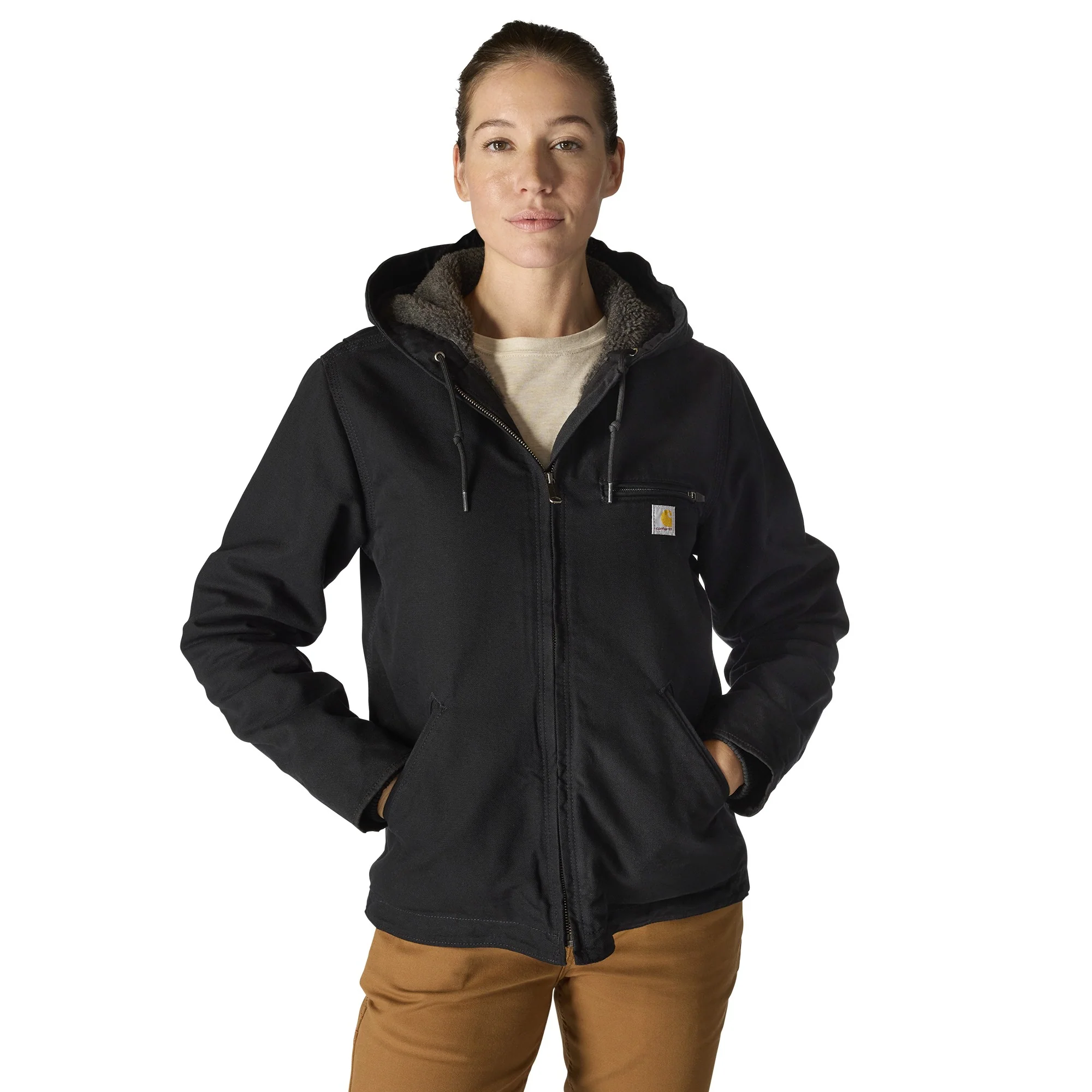 Women's Loose Fit Washed Duck Sherpa Lined Jacket