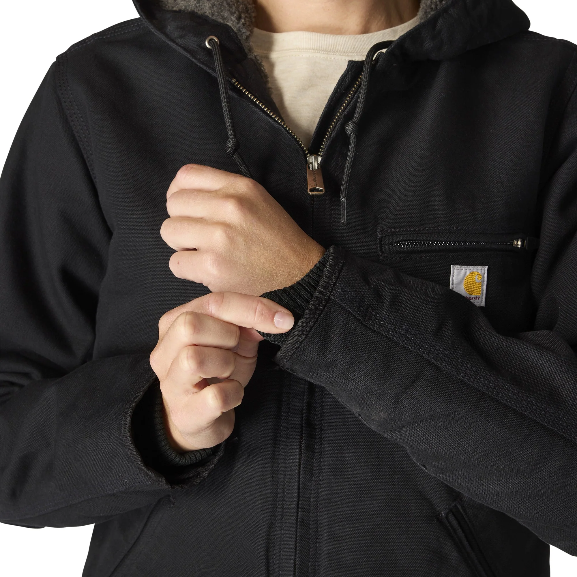 Women's Loose Fit Washed Duck Sherpa Lined Jacket - Image 4