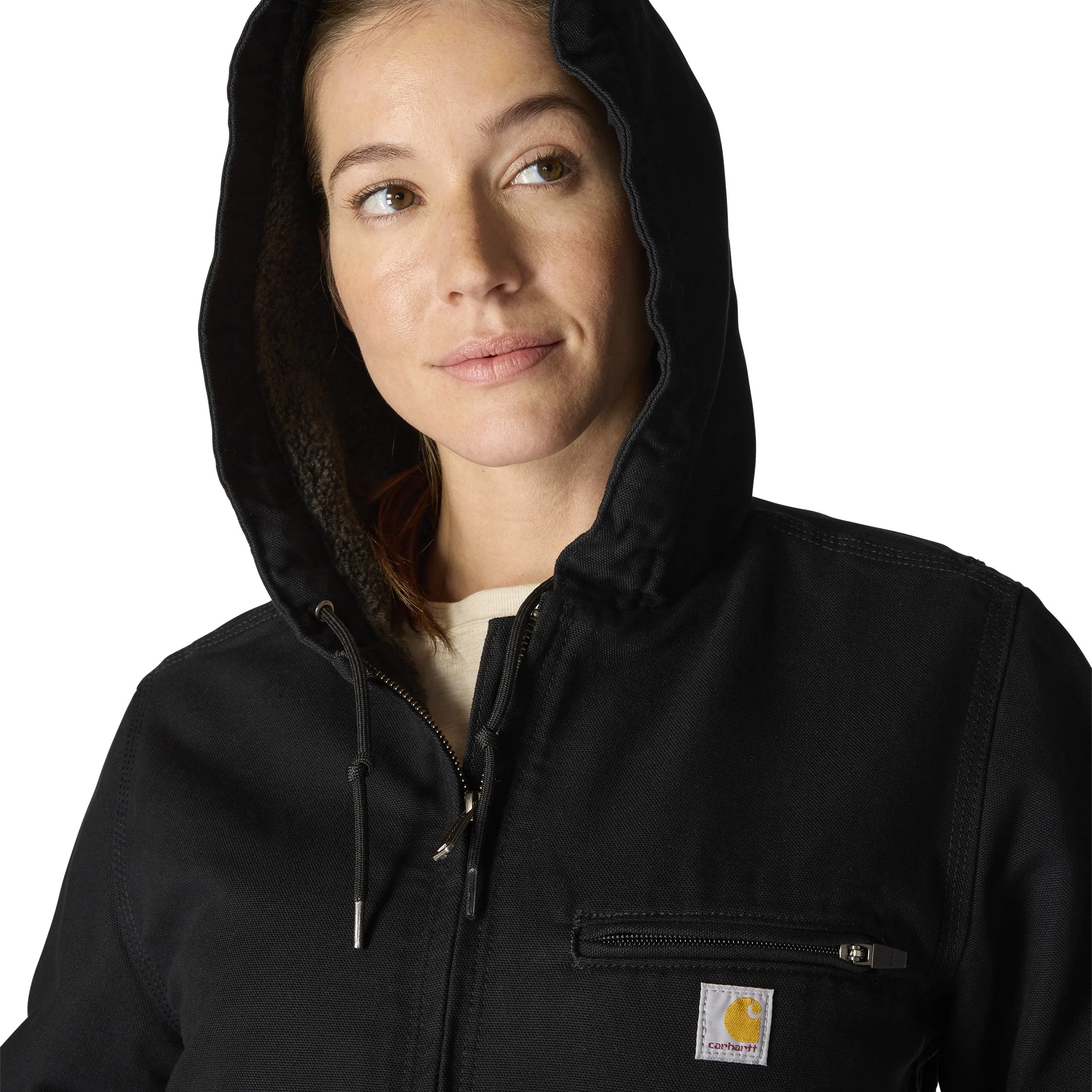 Women's Loose Fit Washed Duck Sherpa Lined Jacket - Image 5