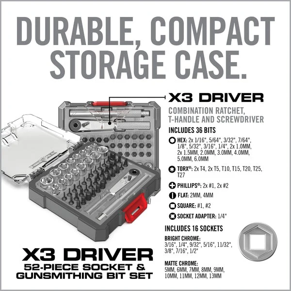 X3 Driver 52-Piece Socket & Gunsmithing Bit Set - Image 2